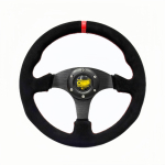 13-tolline JDM Klassikaline Suede Libisemisvastane OMP Rooliratas. black