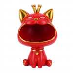Naerva kassi kuju vaik Lucky Cat kujude kaunistus Loominguline v&auml;ikeste esemete konteiner Armsad lauaarvuti hoiutarvikud punane