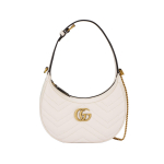 Gucci Gg Marmont Kuldne Kulunud Topelt-G Nahast Kett Topelt &Otilde;larihm V-kujuline Tepitud Nahast Poolkuu Kott Gift box set (basic set+original box) valge