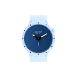 Swatch Maa seeria kvartsmehhanismiga 30M veekindel kell 47 mm sinise sihverplaadiga keraamiline korpus silikoonrihmaga unisex-kell SB03N102 Blue Dial