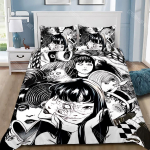 Junji Ito Tomie Manga Tekikott Padjap&uuml;&uuml;r Voodipesu Komplekt Poistele T&uuml;drukute Magamistoa Kaunistuseks &Uuml;he- Kahekohaline Suur Suurus Kingitus EU Single 90x200cm