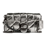 Coach Tabby 18 Eemaldatav Kettrihm Magnetiline Sulgur Klapp Sile Nahk &Otilde;lakott Crossbody Kott V&auml;ikesed Naiste Kotid White Coal CW555-V5XAU Basic Set (Bag+Dust Bag)