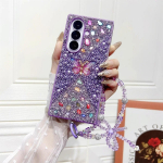 S&auml;delev Liblikas K&auml;ev&otilde;ru Kett Telefonikate Samsung Galaxy Z Fold 7 6 5 4 jaoks Kaitsekate Rihmaga Galaxy Z Fold4 lilla
