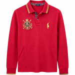 Polo Ralph Lauren Ss26 Hobuse logo tikandiga puuvillane pikkade varrukatega polo s&auml;rk Klassikaline v&auml;ljaanne Meeste pealisr&otilde;ivad 710734490-002 XS