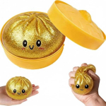 Aeglaselt kerkivad s&auml;delevad pelmeenid Squishy stressileevendusm&auml;nguasjad 10cm 1 pakk sensoorne antistress Fidget m&auml;nguasi aurutajakarbiga Kuldne