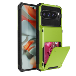 Klapiga rahakott kaardipesa hoidjaga k&otilde;va PC + pehme TPU p&otilde;rutuskindel telefoni&uuml;mbris Google Pixelile 9 9Pro 9ProXL 10 10Pro Pro XL Pixel10 tagakaane jaoks Google Pixel 9 Pro XL roheline