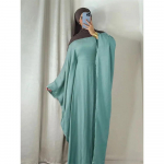 Ramadan Eid Pehme krepp Khimar Batwing Abaya Dubai Islami moslemi tagasihoidlikud Aafrika kleidid naistele Kaftan Kebaya Robe Femme Musulma Size one roheline