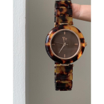 Niche high-end valge naiste k&auml;ekell leopardimustriga kallis disain kilpkonnakarbis retro lihtne kvartskell black