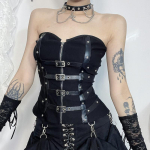 GlowGirl Goth Dark Punk Grunge Nahast Pandlaga Strapless Korsett-topid Kaubanduskeskuse Gootiline T&otilde;mblukuga Naiste Tuub Top Y2K Coquette Streetwear Alternatiivsed Tankid Vest S must
