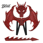 Draakonisaba tiibade komplekt Laste kost&uuml;&uuml;mikomplekt tiibadega Kerge kolmeosaline kost&uuml;&uuml;m riietumiseks Cosplay kost&uuml;&uuml;mid vanusele 3-12 Halloween punane