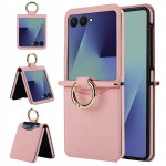 Nahast rahakott kaardipesa telefonikott s&otilde;rmusehoidjaga Samsung Galaxy Z Flip 7 FE 6 5 4 Flip7 Flip6 Flip5 Flip4 jaoks Rahakoti kate Galaxy Z Flip7 roosa