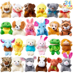 24 tk miniloomade pehmet m&auml;nguasja, 7,5 cm t&auml;idisloomade hulgim&uuml;&uuml;k laste s&uuml;nnip&auml;evapeo meeneteks, kingitusteks, pinata t&auml;itematerjaliks, kingikoti t&auml;iteks pink