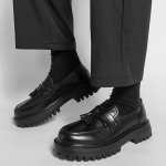 Meeste Punk Loaferid Kleidi K&otilde;rgendusega Kingad Mustad Pruunid Nahast Kingad Paks Tald Platvorm Kingad Suur Suurus EU: 38 must