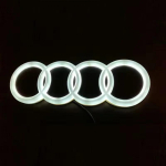 Audi C8 jaoks 1 tk Audi A3 A4 A5 A6 A7 A8 S3 S4 S5 S6 S7 Q3 Q5 Q7 jaoks &Uuml;mber ehitatud LED embleemi lamp Auto esiv&otilde;re 4R&otilde;ngaga logo Valguskaunistus black shell&27.3x9.5cm white