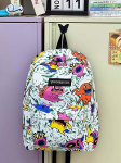 Graffiti seljakott Suure mahutavusega Vintage &Otilde;pilase Koolikott Ripatsiga T&uuml;druk Kawaii Multikas Raamatukott Lastele Kingitused white