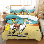 Uus Lucky Luke 3D UUS Tekikott Padjap&uuml;&uuml;r Voodipesukomplekt T&auml;iskasvanud Poiss T&uuml;druk Magamistoa Kaunistus Lapsed &Uuml;hene Kahene Suur 135x200cm blue