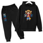 Enimm&uuml;&uuml;dud Multifilm Animeseeria One Piece Luffy Zoro Laste Kevad S&uuml;gis Harajuku Kapuutsiga Dressipluus ja P&uuml;ksid Komplekt Taskutega Dressipluus Topid 140 black