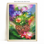 5D teemantmaal, t&auml;isruudukujuline lilleline lootosekivist pilt, tikandid, teemant 20X30