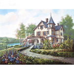 5D isetegemise teemantmaal, villa maastik, tikandid mosaiikristpistega kividest sisekujundus 20X30CM