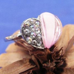 Les Tr&eacute;sors De Lily [B7113] - Bague Cristal 'Coeur Princesa' Rose Heleroosa