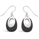 Les Tr&eacute;sors De Lily [G5571] - Boucles Argent 'Eva' noir argent&eacute; (rhodi&eacute;) - 25x15 mm must
