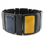 NOA [J1967] - Bracelet Cr&eacute;ateur 'Arlequin' bleu ocre sinine