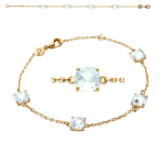 Les Tr&eacute;sors De Lily [K3416] - Bracelet Plaqu&eacute; Or 'Unique' blanc dor&eacute; - 6 mm valge