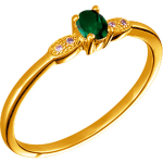 Bague Plaqu&eacute; Or 'Scarlett' vert &eacute;meraude 50 roheline