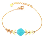 Les Tr&eacute;sors De Lily [Q1227] - Bracelet cr&eacute;ateur Acier 'Boho' turquoise dor&eacute; - 40x12 mm t&uuml;rkiissinine