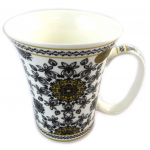 Les Tr&eacute;sors De Lily [N8636] - Mug porcelaine 'Mosaic' blanc noir must