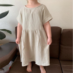 YUBAOBEI suvine suur t&uuml;drukute kleit, avara volangidega puuvillane linane l&uuml;hikeste varrukatega teismeliste kleidid vabaaja laster&otilde;ivad printsess lasteriided 4T khaki