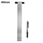 Hara roostevabast terasest t&auml;ppism&auml;rgistusega m&otilde;&otilde;teskaala joonlaud pliiatsi puidut&ouml;&ouml;tlemise tarvik 400mm