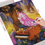 T&auml;ispuur Teemantmaali Naine K&auml;sit&ouml;&ouml; 5D Teemantmaal Portree Mosaiik Paabulinnu N&auml;put&ouml;&ouml; Klaveri sisekujundus koju Full Round (20X30CM)