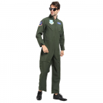 T&auml;iskasvanud meeste lennu&uuml;likond piloodikost&uuml;&uuml;m Cosplay Jumssuit Halloweeni peoks M roheline