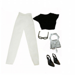 Moodne nukuriiete komplekt Barbie-riiete jaoks Kontoridaam 1/6 nukud Aksessuaarid Barbie-jalatsite jaoks Kott Prillid S&auml;rk P&uuml;ksid Laste m&auml;nguasjad valge/must