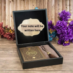 Quran, Silvery Shawl, Tasbeeh in Personalize Wooden Boxed | Islamic Birthday Gift | Lux Islamic Gift Box | Gift For Mom | Gift For Her
