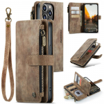 CaseMe Flip nahast telefoni&uuml;mbris iPhone'ile 11 12 13 14 15 Pro Max XS XR X SE 2022 8 7 Samsung S23 Plus S22 S21 FE S20 Note 20 T&otilde;mblukuga rahakoti kaardi kate iPhone 13
