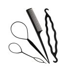 Mustast plastist juuksepunumist&ouml;&ouml;riist Juuksepunni tegija Magic Hair Styling Tool Isetehtud hobusesaba meister koos juuksekammiga t&uuml;drukutele