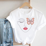 Naiste l&uuml;hikeste varrukatega t-s&auml;rk Naiste graafiline T-s&auml;rk Naiste prinditud r&otilde;ivad vabaaja koomiksite moer&otilde;ivad Top T-s&auml;rk S valge