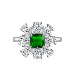 BELLA BOX klassikalised neljaharulised avanevad muudetava suurusega s&otilde;rmused naistele, tsirkoonist kihluspeole, peen ehe kingitus Adjustable Opening roheline