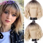 MERISIHAIR l&uuml;hike laineline parukas tukkidega Must Ombre lillad s&uuml;nteetilised parukad naistele Naturaalsete mustade juustega Bob Parukad kuumakindlast kiust