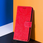 Telefoni&uuml;mbris Samsung Galaxy A12 A22 A14 A34 A54 M12 M33 M53 M23 M32 M22 A32 A52 A72 5G A13 A53 A 12 54 32 52 raamatualus Rahakott Nahast lillekaas Samsung A33 5G punane