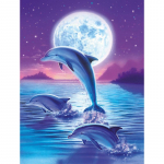 DIY Dolphin 5D Teemantmaal t&auml;isring puur Loom Teemanttikandid Ristpistes Mosaiik Komplektid Vaigust seina kunst Kodukaunistus Full Round 20x30CM