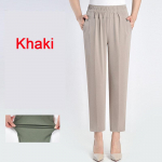 XL-8XL Summer Ice Silk Fat Mother p&uuml;ksid Keskealised vananaiste p&uuml;ksid vanaema lahtised p&uuml;ksid suured 5XL khaki