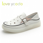 K&auml;sitsi valmistatud suvised naiste ja t&uuml;drukute tudengite moes mugavad naturaalsest nahast lamedad sandaalid 42