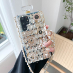 Crossbody Rhinestone parf&uuml;&uuml;mipudeli kujuga telefoni&uuml;mbris Samsung S23 S22 S21 S20 Ultra Note 10 20 kristalllilledega kate iphone 11 12 13 14 Pro Max jaoks For Samsung S23 must