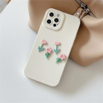 Korea Aesthetic 3D Flower Pink telefoni&uuml;mbris Iphone 14 13 12 11 Pro Xs Max X Xr 7 8 Plus Se 3 armsa tulbi pehme silikoonkaanega For iPhone XS Max
