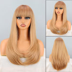MISSQUEEN naiste pikakihiline helepruun ombre parukas s&uuml;nteetilisest kiust naturaalsest sirgest igap&auml;evaseks kandmiseks m&otilde;eldud Cosplay parukas 60cm