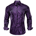 Hi-Tie Meeste Paisley siidist pikkade varrukatega s&auml;rk meestele Jacquard Meeste &auml;ripeokleit L lilla