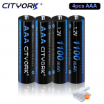 CITYORK AAA 1100 mAh NiMH 1,2 V taaslaetav aku 1,2 V AAA aku 3 A aaa Sobib m&auml;nguasjadele, hiirtele, elektroonilistele kaaludele